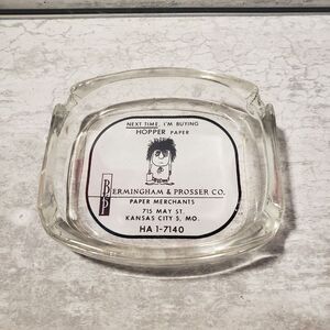 Bermingham & Prosser ‎ Co Paper Merchants Ashtray Advertising 1950's